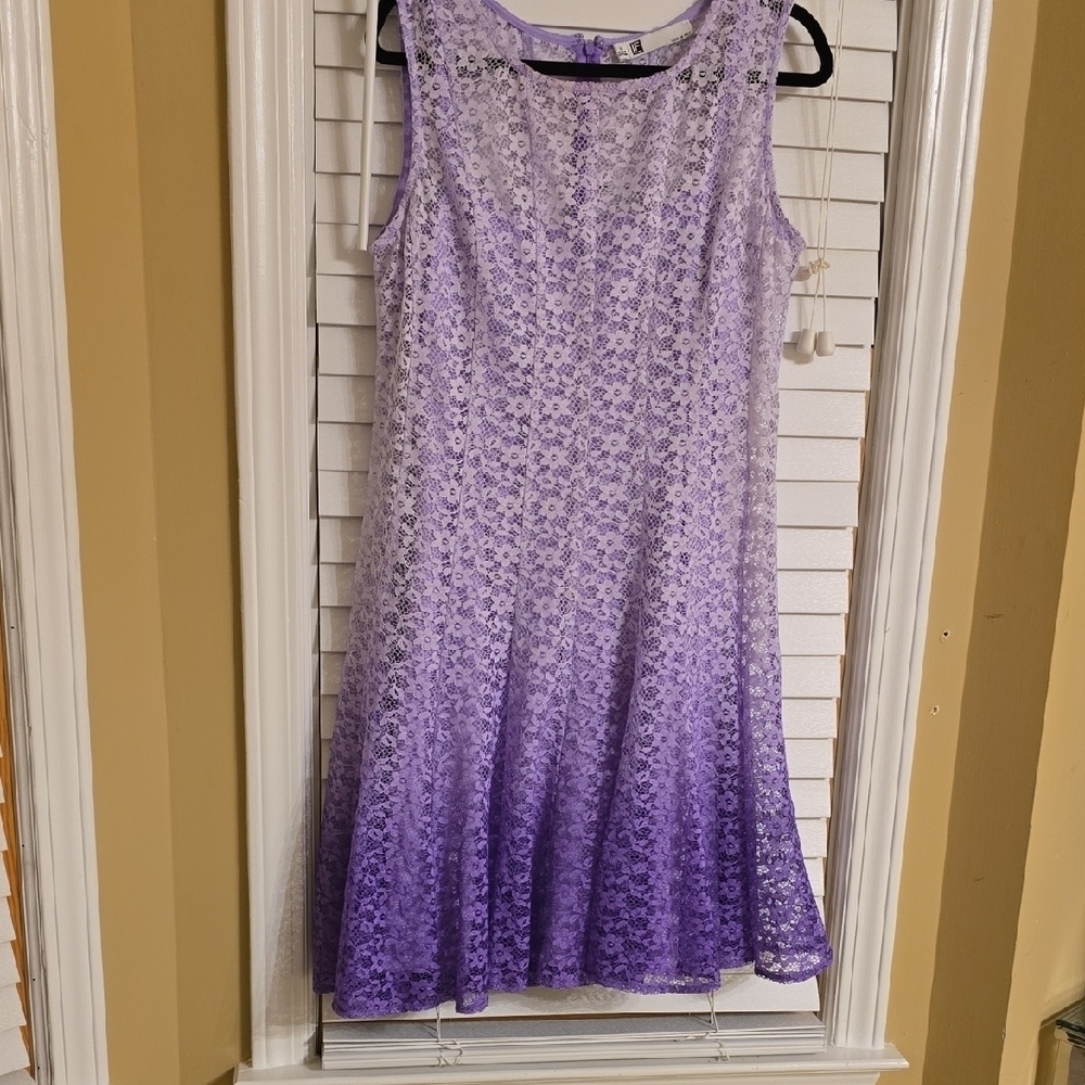 Leslie Fay Purple Sleeveless Midi Dress for Weddings